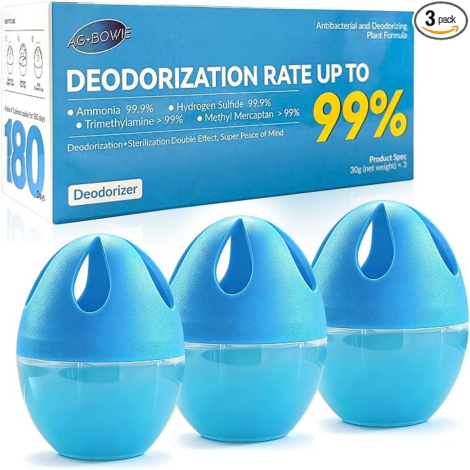 Refrigerator Deodorizer 3 Pack, Natural Plant Fridge Deodorizer More Effective by AGBOWIESILVERANTIBACTERIAL