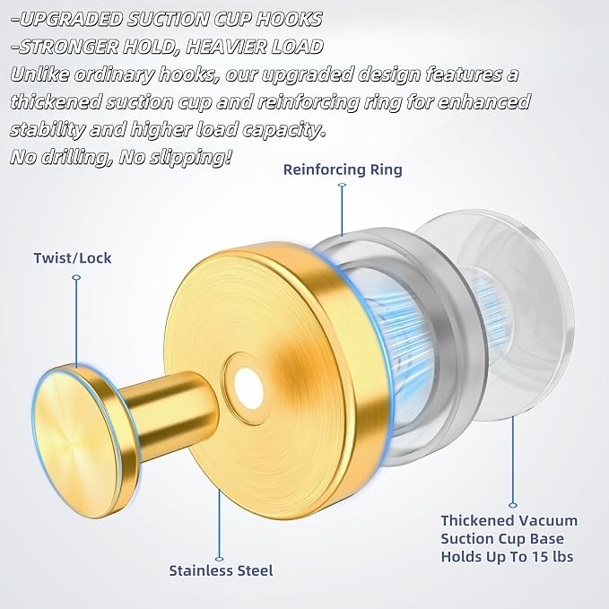 2025 Upgraded Stainless Steel Heavy Duty Suction Cup Hooks - Image 4