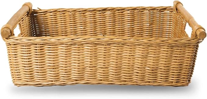 The Basket Lady Low Pole Handle Wicker Storage Basket, Extra Large, 21.5 in L x - Image 4
