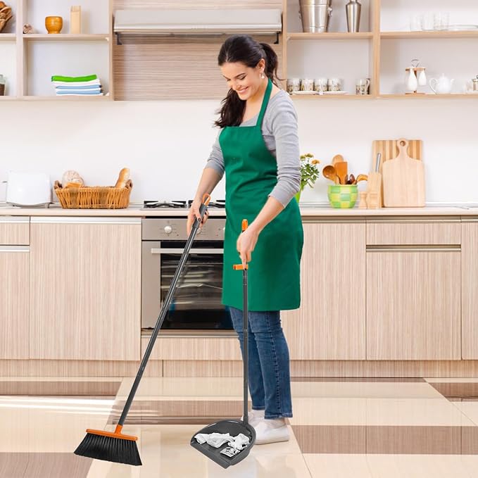 Long Handle Broom with Upright Standing Dustpan Combo - Image 6