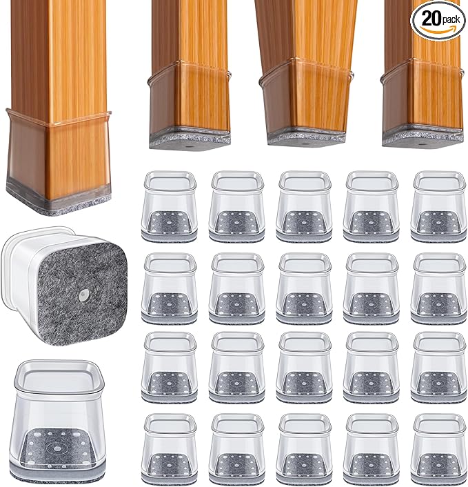 BUMACO Chair Leg Floor Protectors Square Chair Leg Protectors by BUMACO
