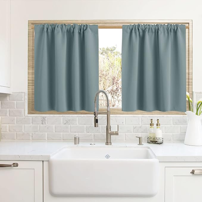 RYB HOME Blackout Curtains for Kitchen, Over Sink Privacy Curtains Window Decor by RYBHOME