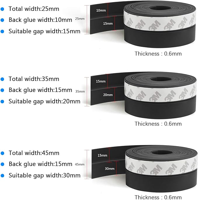 TAROSE Weather Stripping, Silicone Door Seal Strip Door, 16 Feet Long Black - Image 2