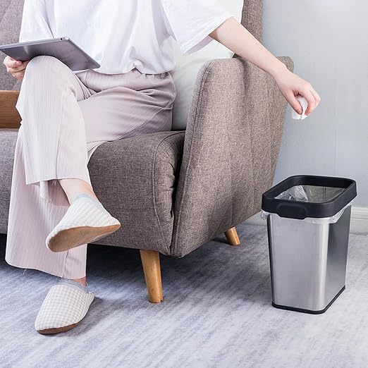 2 Pack Stainless Steel Trash Can 3 Gallon, Open Top Trash Can, Rectangle - Image 2
