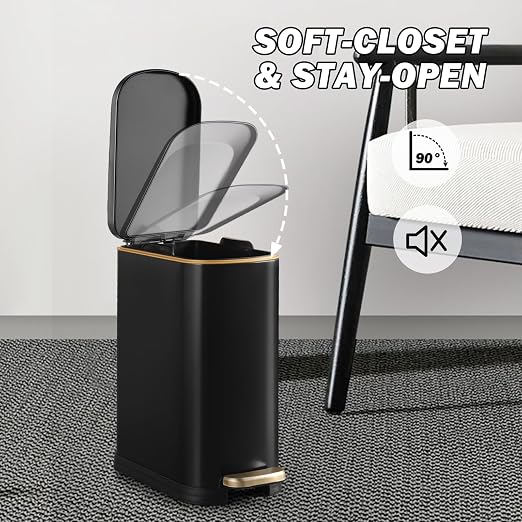 Bathroom Trash Can with Soft-Close Lid 3.5 Gallon Stainless Steel Garbage Can - Image 4