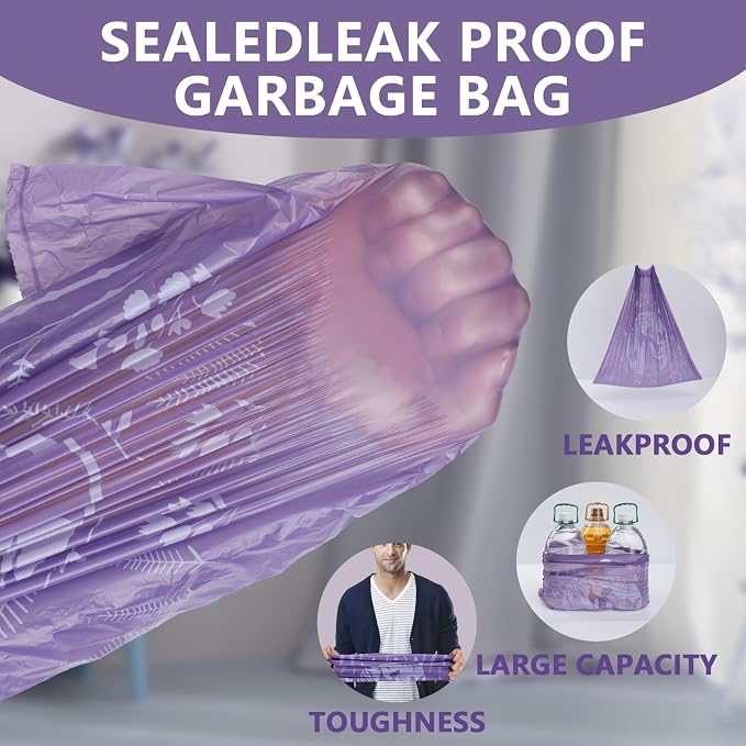 VOK 8 Gallon Trash Bags Drawstring, Medium Trash Bags - Image 5