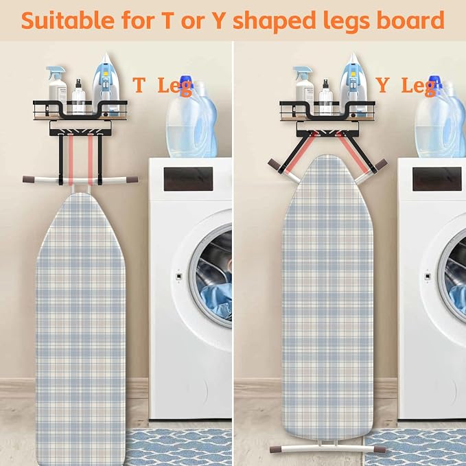 Ironing Board Holder Wall Mount, Laundry Room Organization Storage, T&V Shaped - Image 3