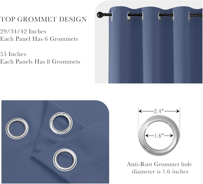 PONY DANCE Stone Blue Short Blackout Curtains - Image 4