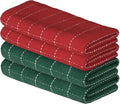 Artoid Mode Checkered Designed Cotton Red Green Terry Kitchen Dish Towels by ArtoidMode