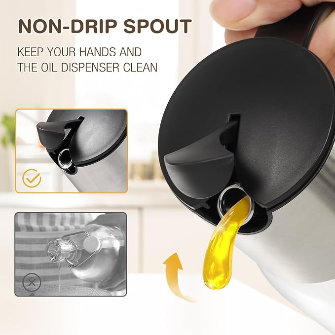 Vucchini Large Olive Oil Dispenser Bottle Kitchen Cooking Oil Dispenser Auto - Image 2