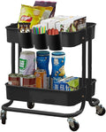 Melody House 2-Tier Utility Rolling Cart Storage Sofa Side Table by MelodyHouse