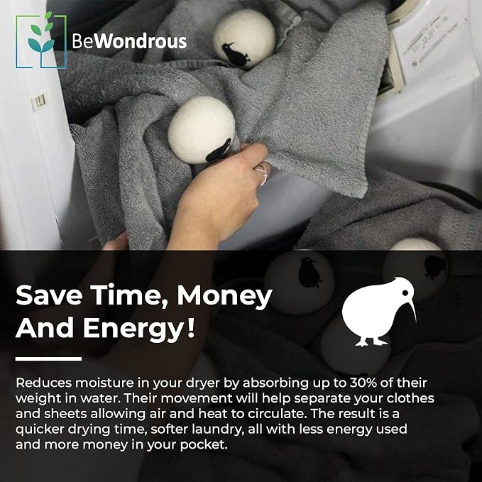 Wool Dryer Balls XL, 100% New Zealand Organic Wool - Image 6