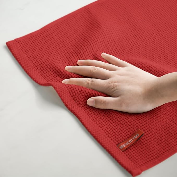 Artoid Mode 100% Cotton Dark Red Waffle Weave Kitchen Dish Cloths, 12x12 Inch - Image 5