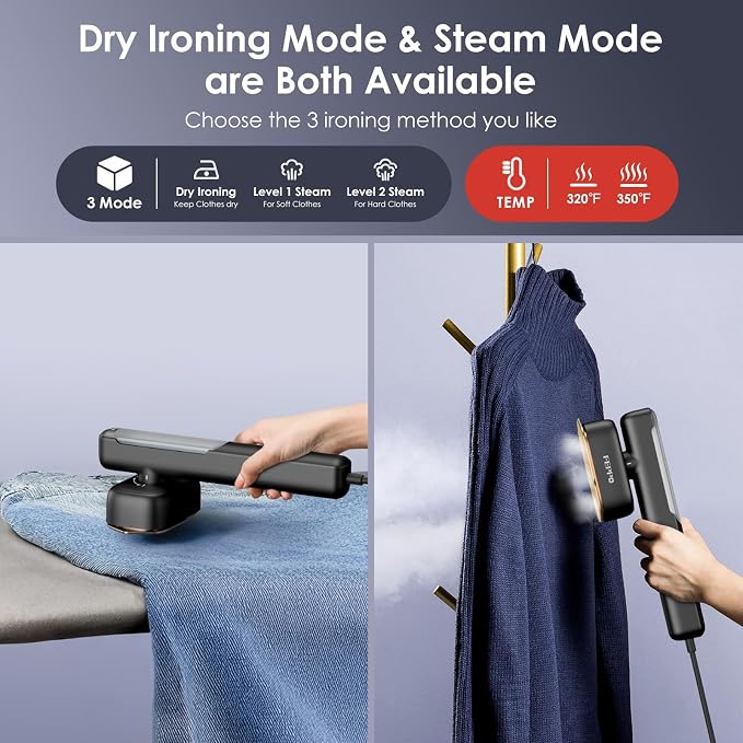 FEPPO Travel Steamer for Clothes, 110-240V Dual Voltage Portable Steamer & Iron - Image 3