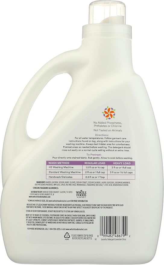 365 by Whole Foods Market, Concentrated Laundry Detergent, Lavender Citrus Scent - Image 2