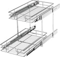 LOVMOR 2 Tier Individual Pull Out Cabinet Organizer 10½" W x 21½" D, Slide Out by LOVMOR