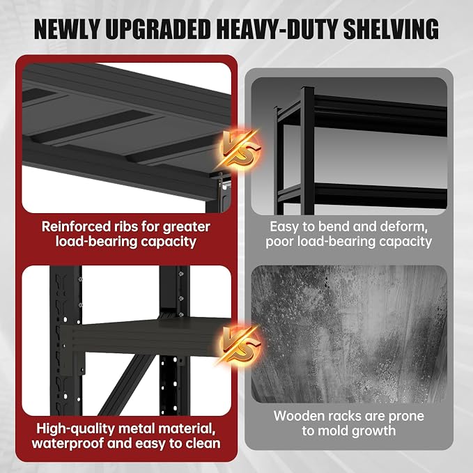 4000LBS Storage Shelves Heavy Duty, 4 Tier Adjustable Shelf, Garage Storage - Image 5
