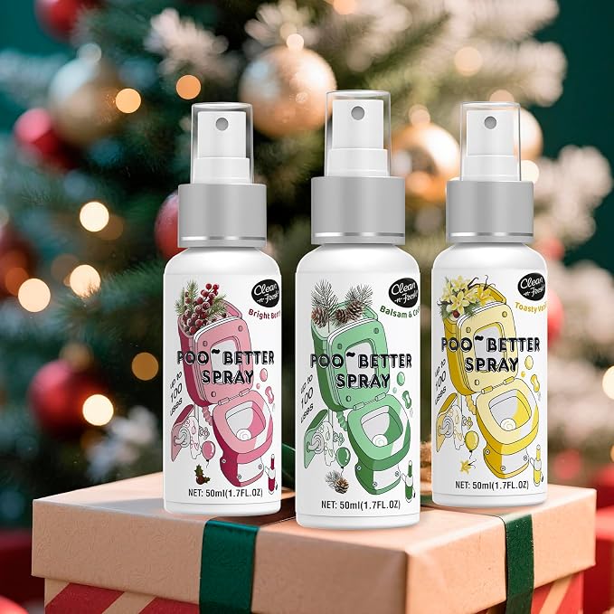 Clean-n-Fresh Holiday Toilet Spray, 3 Pack Gift Set- Balsam & Cedar/Toasty - Image 5