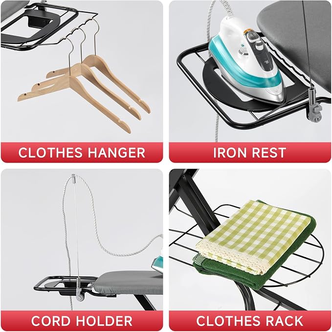 Extra Wide Full Size Ironing Board 57" L X18 W, Foldable Adjustable Iron Board - Image 7