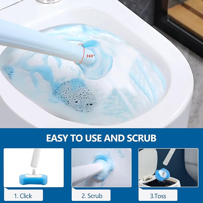 144 Count Toilet Brush Refills for Most Wands, Toliet Wand Refills-Blue - Image 4