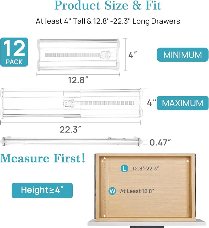 Vtopmart 12 Pack 4" Regular Upgrade Drawer Dividers - Image 2