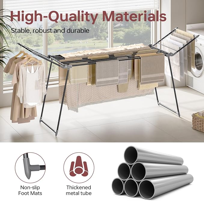 APEXCHASER Clothes Drying Rack Foldable, Large Drying Rack - Image 6