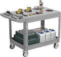 Large Garage Flat Top Utility Cart, Heavy Duty 2 Shelf Tool Cart Service Cart by Maemttes