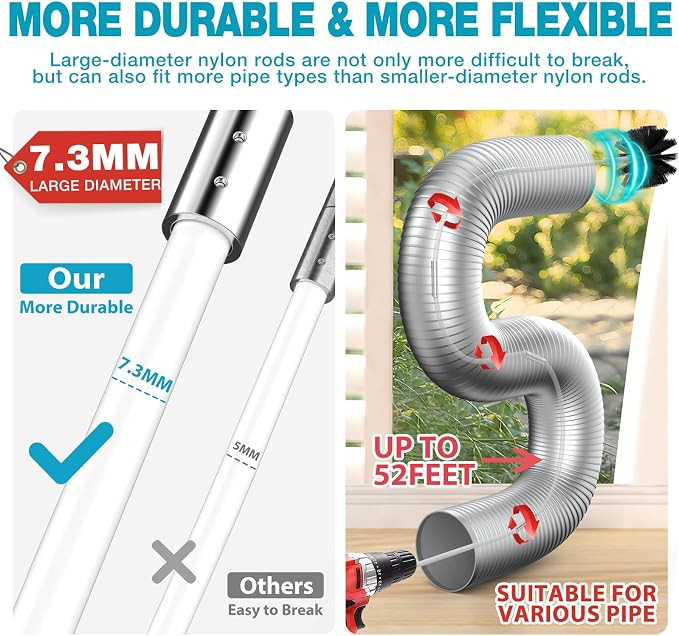 Sealegend 47-Piece 52-Feet Dryer Vent Cleaner Kit, Dryer Cleaning Tools - Image 2