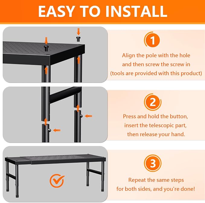Expandable adjustable stackable kitchen organizer, Spice Racks, Counter Shelf - Image 5