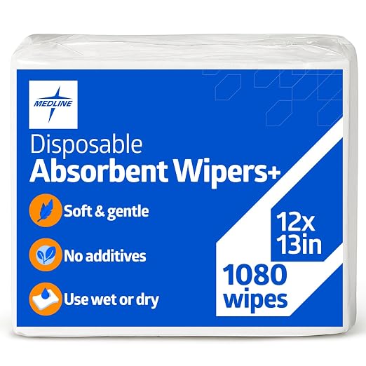 Medline Absorbent Wipers+ Disposable Heavy Duty Dry Wipes by Medline