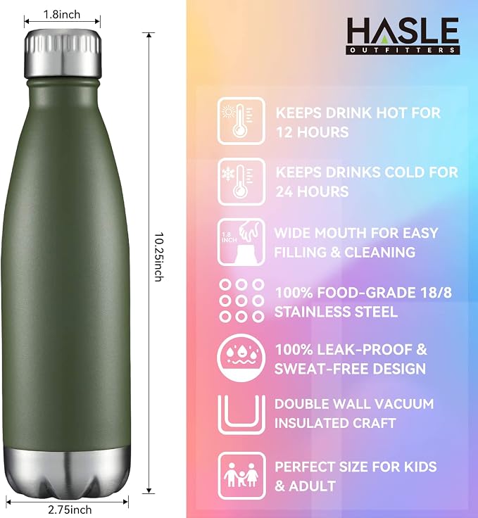 HASLE OUTFITTERS 17oz Stainless Steel Water Bottles, Vacuum Insulated Double - Image 5