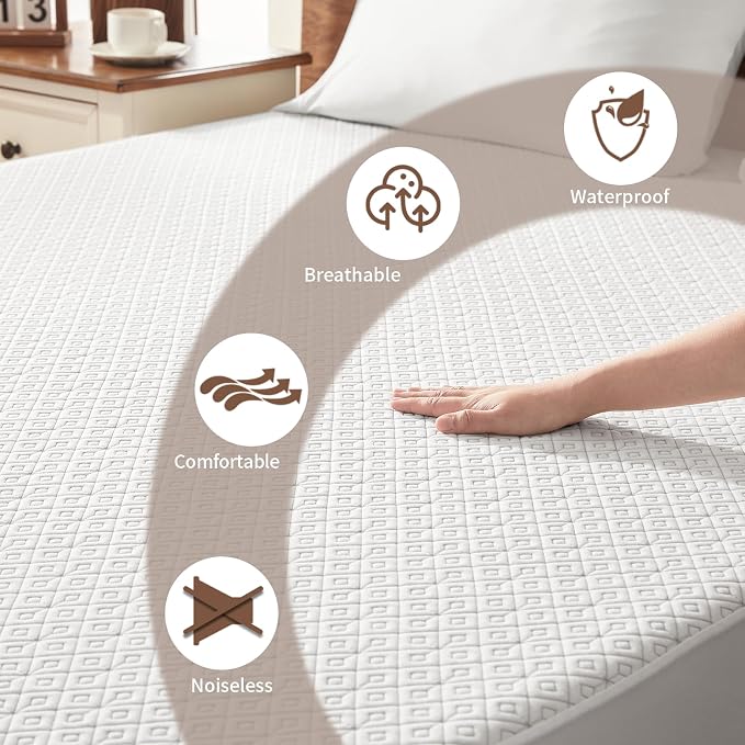 BEDLORE Twin Mattress Protector, Waterproof Noiseless Mattress Cover - Image 2