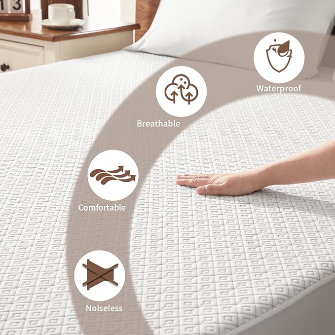 BEDLORE California King Mattress Protector, Waterproof Noiseless Mattress Cover - Image 2