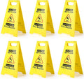 6-Pack Caution Wet Floor Sign, 17.5" Height, Bright Yellow Double-Sided Folding by Unknown