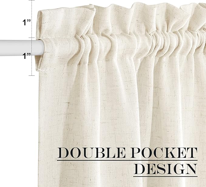 NICETOWN Natural Linen French Door Curtains Privacy Light Reducing Curtain - Image 4