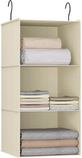 Hanging Closet Organizer and Storage 3-Shelf, Easy Mount Foldable Hanging by DonYeco