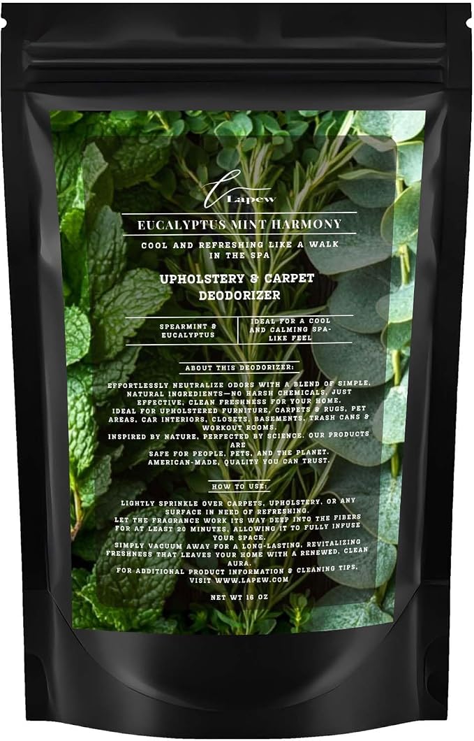 Eucalyptus Mint Harmony Carpet Freshener Powder: Powerful Odor Eliminator by Lapew