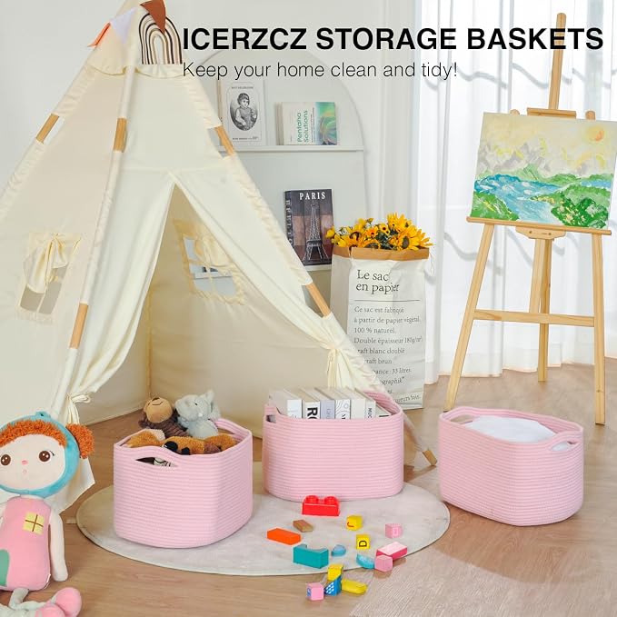 Storage Baskets for Organizing Shelves, Woven Cotton Rope Baskets for Storage - Image 6