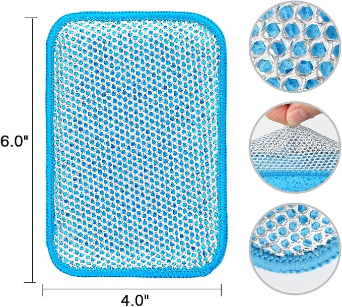 HOMEXCEL 12 Pack Scrub & Wipe Cloths, Scrub Sponges - Image 6