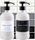 16oz Glass Soap Dispenser with Stainless Steel Pump, 21 Waterproof Labels by Verute