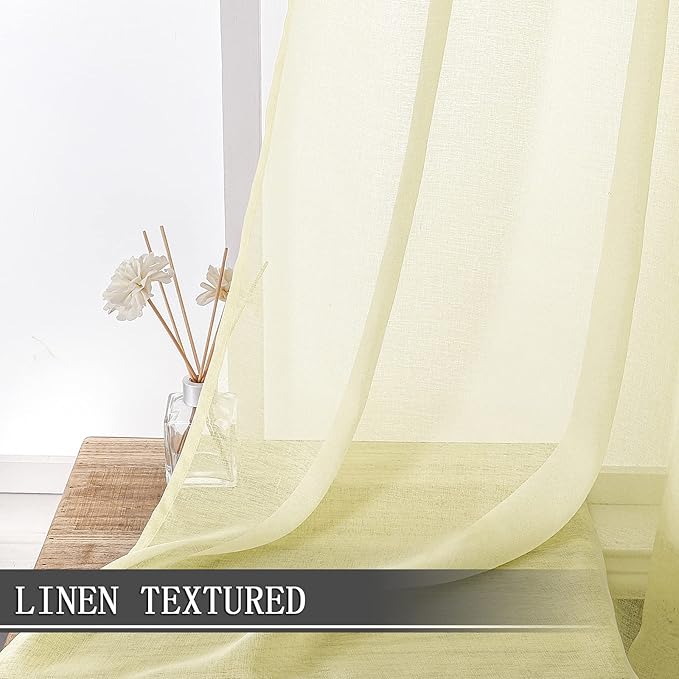 Tollpiz Short Sheer Tier Curtains Linen Textured Half Kitchen Curtain Sheers - Image 2