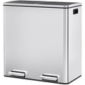 Arlopu 16 GallonStainless Steel Trash Can, 60L Dual Compartment, Metal Kitchen by Arlopu
