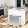 60L/15.9 Gal Gallon Three-Compartment Pedal Stainless Steel Kitchen Recycling by LALFPET-Loveallforpets