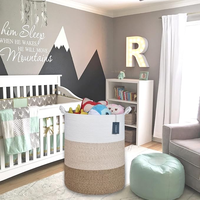 COMSE Extra Large Blanket Basket, Tall Woven Storage Basket, Nursery Hamper - Image 7