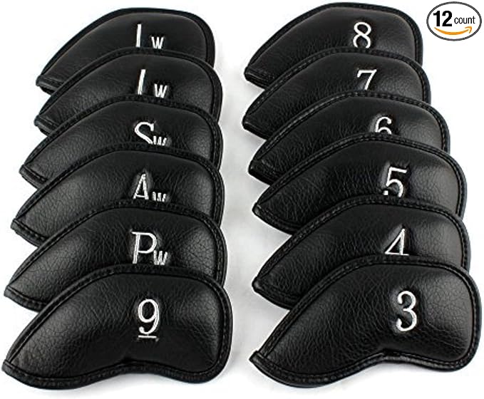 CRAFTSMAN GOLF 12pcs or 1pc Thick Synthetic Leather Golf Iron Head Covers Set by CRAFTSMANGOLF