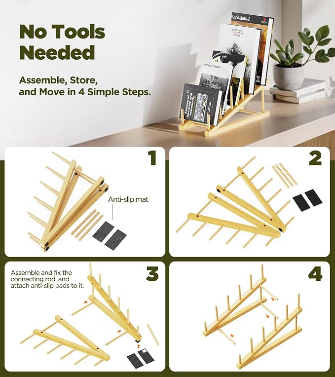 2-Pack Bamboo Dish Drying Rack, 5 Slots Kitchen Organizer Craft Show Display - Image 7