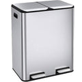 16 Gal Dual Trash Can, Stainless Steel Kitchen Garbage Bin, Recycle Dustbin by ComfyCorner