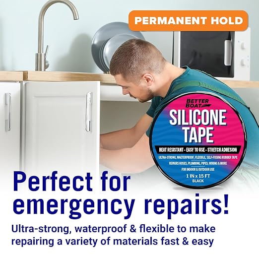 Black Heavy Duty Silicone Tape, Self-Fusing Rubber Hose and Plumbing Water Pipe - Image 5