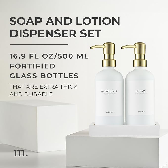 MaisoNovo Soap Dispenser 3-Piece Set | 16.9oz White Bottles - Image 2