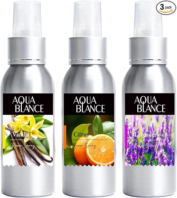 Fragrant Room Spray, 3 x 3.4 fl oz, Air Fresheners Odor Eliminator by AQUABLANCE